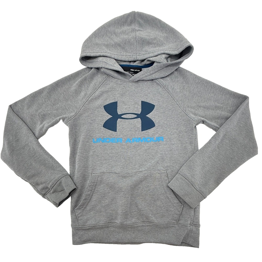 Under Armour Hoodie Youth Small Gray‎ ColdGear Pullover Loose Fit
